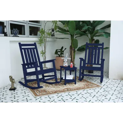 Streamdale Furniture Streamdale 3-piece Navy Blue All-weather Rocking Chair Set