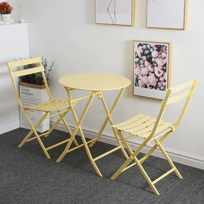 Streamdale Furniture Streamdale 3 Piece Patio Bistro Set Of Foldable Round Table And Chairs