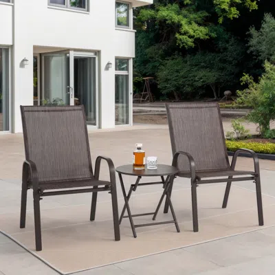 Streamdale Furniture Streamdale 3-piece Patio Set: Folding Chairs & Table (brown)