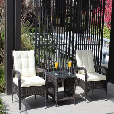 Streamdale Furniture Streamdale 3-piece Patio Set Sectional Sofa, Rattan In Gray