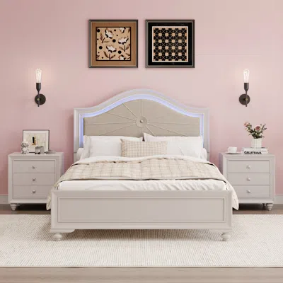 Streamdale Furniture Streamdale 3-piece Queen Bed Set With Led Headboard And Nightstands