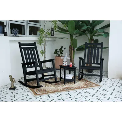 Streamdale Furniture Streamdale 3-piece Rocking Chair Set, All-weather Rockers & Table - Black