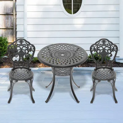 Streamdale Furniture Streamdale 3-piece Set Of All-weather Cast Aluminum Dining Furniture Set With Black Frame