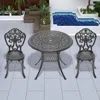 Streamdale Furniture Streamdale 3-piece Set Of All-weather Cast Aluminum Dining Furniture Set With Black Frame