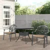 Streamdale Furniture Streamdale 3-piece Set Of Cast Aluminum Patio Furniture With Brown Cushions