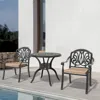 Streamdale Furniture Streamdale 3-piece Set Of Cast Aluminum Patio Furniture With Brown Cushions