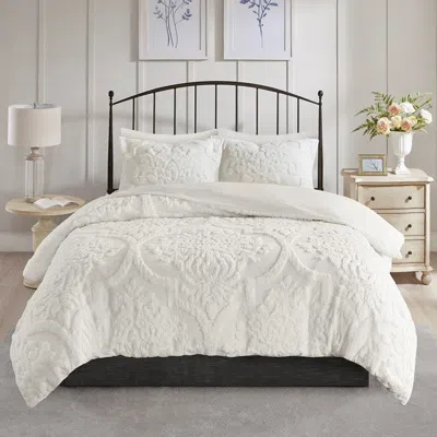 Streamdale Furniture Streamdale 3 Piece Tufted Cotton Chenille Damask Duvet Cover Set