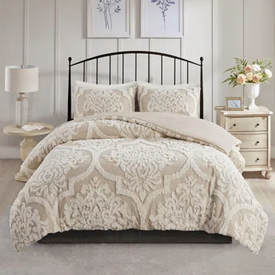 Streamdale Furniture Streamdale 3 Piece Tufted Cotton Chenille Damask Duvet Cover Set