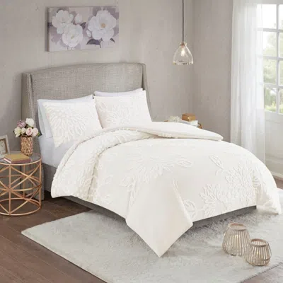 Streamdale Furniture Streamdale 3 Piece Tufted Cotton Chenille Floral Duvet Cover Set
