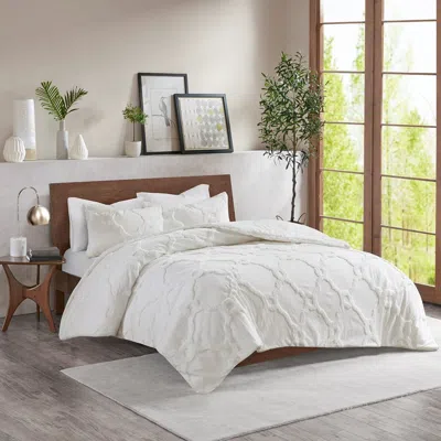 Streamdale Furniture Streamdale 3 Piece Tufted Cotton Chenille Geometric Duvet Cover Set