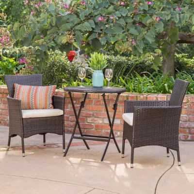 Streamdale Furniture Streamdale 3-piece Wicker Patio Chat Set With Water-resistant Cushions