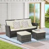 Streamdale Furniture Streamdale 3-piece Wicker Patio Set, Sofa, Ottomans, All-weather Rattan