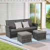 Streamdale Furniture Streamdale 3-piece Wicker Patio Set, Sofa, Ottomans, All-weather Rattan