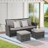 Streamdale Furniture Streamdale 3-piece Wicker Patio Set, Sofa, Ottomans, All-weather Rattan