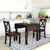 Streamdale Furniture Streamdale 3-piece Wood Drop Leaf Breakfast Nook Dining Table Set With 2 X