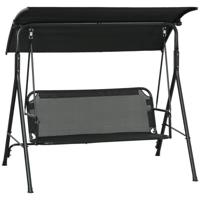 Streamdale Furniture Streamdale 3-seat Outdoor Swing Chair With Removable Cushion And Canopy In Black