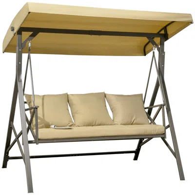 Streamdale Furniture Streamdale 3-seat Patio Swing Chair With Cushion & Canopy