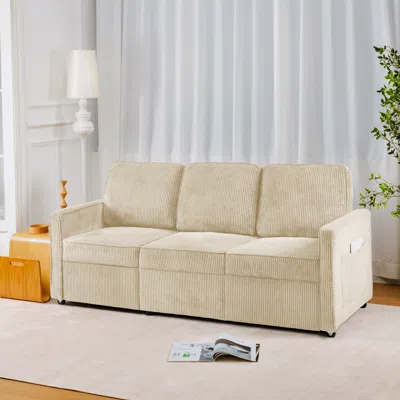 Streamdale Furniture Streamdale 3-seat Retractable Sofa, Perfect For Small Spaces In Neutral