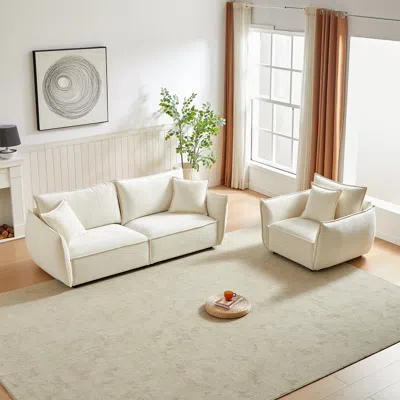 Streamdale Furniture Streamdale 3-seater + 1-seater Combo Sofa Modern Living Room Sofa In White
