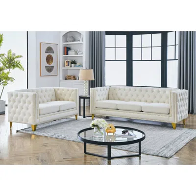 Streamdale Furniture Streamdale 3 Seater + 2 Seater Combination Sofa. Beige Velv