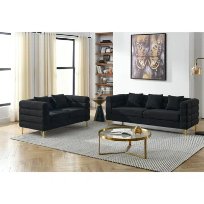 Streamdale Furniture Streamdale 3-seater + 2-seater Combination Sofa. Black Teddy