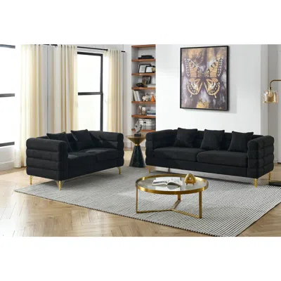 Streamdale Furniture Streamdale 3 Seater + 2 Seater Combination Sofa. Black Teddy