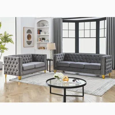 Streamdale Furniture Streamdale 3 Seater + 2 Seater Combination Sofa. Grey Velv