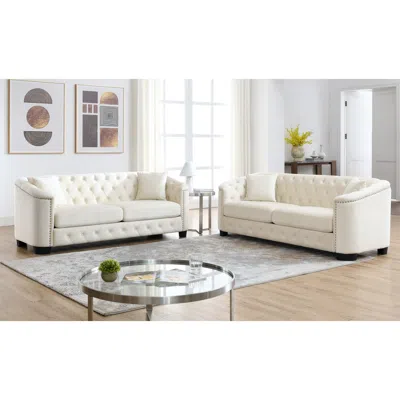 Streamdale Furniture Streamdale 3-seater + 3-seater Combination Sofa. Velvet Beige