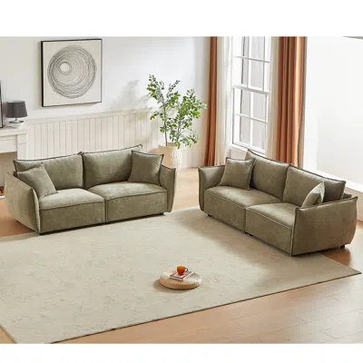 Streamdale Furniture Streamdale 3-seater + 3-seater Combo Sofa Modern Living Room Sofa In Green