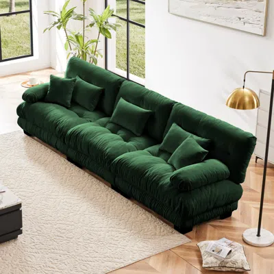 Streamdale Furniture Streamdale 3-seater Chenille Modular Sectional Sofa - Soft & Comfy Living Room Furniture, Green