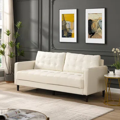Streamdale Furniture Streamdale 3-seater High Resilience Modern Sofa, Wooden Frame In White