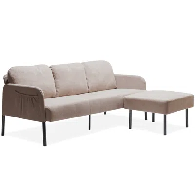 Streamdale Furniture Streamdale 3-seater L-shape Sofa With Ottoman, Polyester