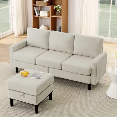 Streamdale Furniture Streamdale 3 Seater L-shaped Sofa Couch With Ottoman Storage