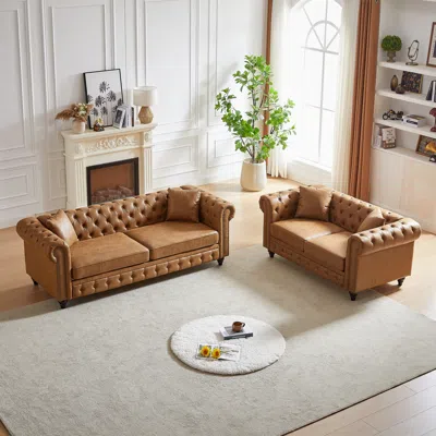 Streamdale Furniture Streamdale 3 Seats + 2 Seats Combo Sofa Modern Living Room Sofa With Solid Wood Frame And Wooden Fee