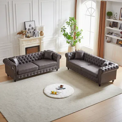 Streamdale Furniture Streamdale 3 Seats + 3 Seats Combo Sofa Modern Living Room Sofa With Solid Wood Frame And Wooden Fee