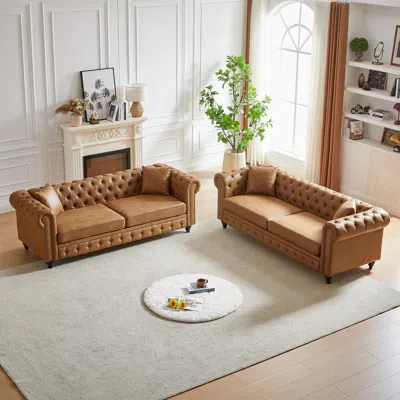 Streamdale Furniture Streamdale 3 Seats + 3 Seats Combo Sofa Modern Living Room Sofa With Solid Wood Frame And Wooden Fee
