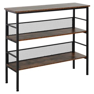 Streamdale Furniture Streamdale 3-tier Console Table Industrial Style Storage Metal Wooden Shelf With A Robust Multi-func