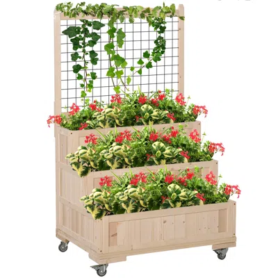 Streamdale Furniture Streamdale 3-tiers Raised Garden Bed With Trellis