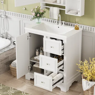 Streamdale Furniture Streamdale 30" Bathroom Vanity Cabinet With Sink And Storage