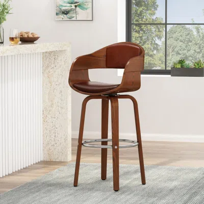 Streamdale Furniture Streamdale 30" Faux Leather Swivel Bar Stools - Mid-century Modern