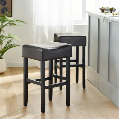 Streamdale Furniture Streamdale 30-inch Bonded Leather Backless Bar Stool (set Of 2), Brown