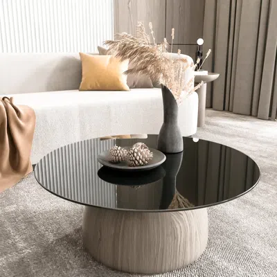 Streamdale Furniture Streamdale 30" Inch Round Tempered Glass Table Top Black Glass 1/4" Inch Thick