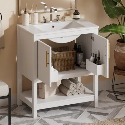 Streamdale Furniture Streamdale 30-inch White Bathroom Vanity With Ceramic Sink And Versatile Storage - Ideal For Small B