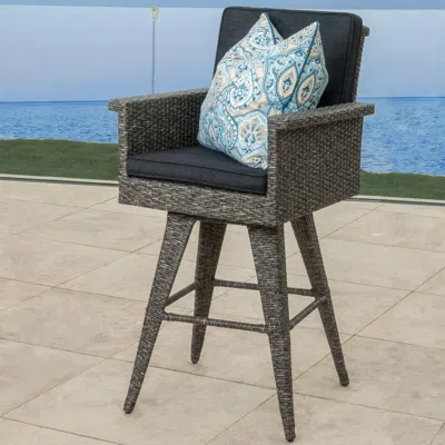 Streamdale Furniture Streamdale 30" Outdoor Wicker Barstool With Water Resistant Cushions 1pc