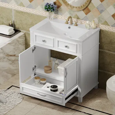 Streamdale Furniture Streamdale 30" Resin Sink Vanity With Solid Wood Frame Cabinet