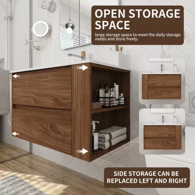 Streamdale Furniture Streamdale 30" Wall Mounting Bathroom Vanity With Gel Sink