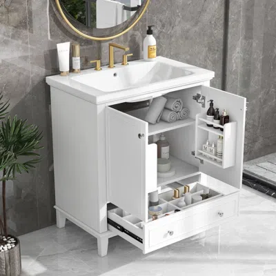 Streamdale Furniture Streamdale 30" White Bathroom Vanity Set With Sink And Storage