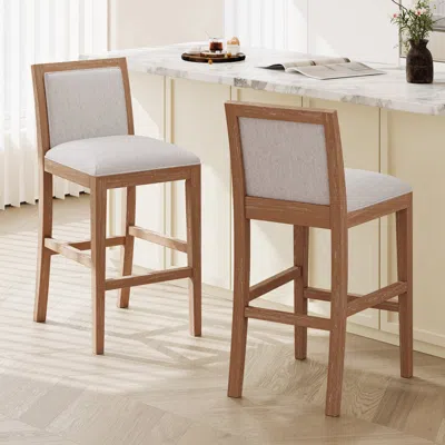Streamdale Furniture Streamdale 30.5" Rubber Wood Barstools (set Of 2) With Cushion