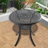 Streamdale Furniture Streamdale Ø47.24-inch Cast Aluminum Patio Dining Table With Black Frame And Umbrella Hole