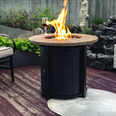 Streamdale Furniture Streamdale 30inch Round Fire Pit Table Propane Fire Table With Lava Rocks